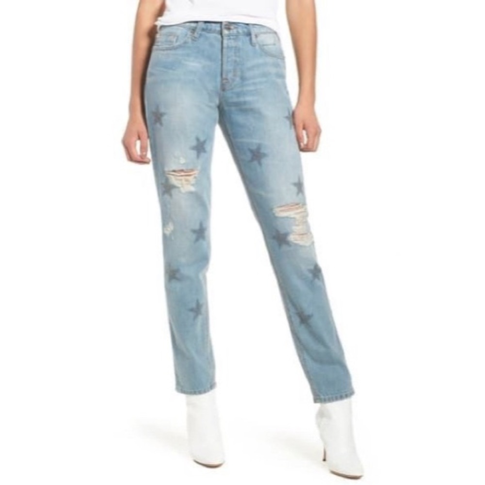 NWT HUDSON Star Studded Ripped Jeans